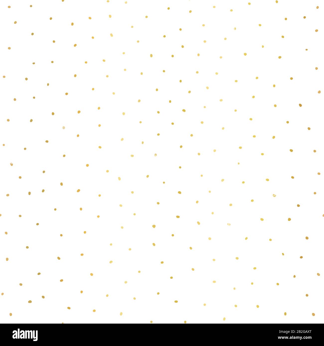 Gold foil dots hand drawn vector background. Seamless pattern with ...