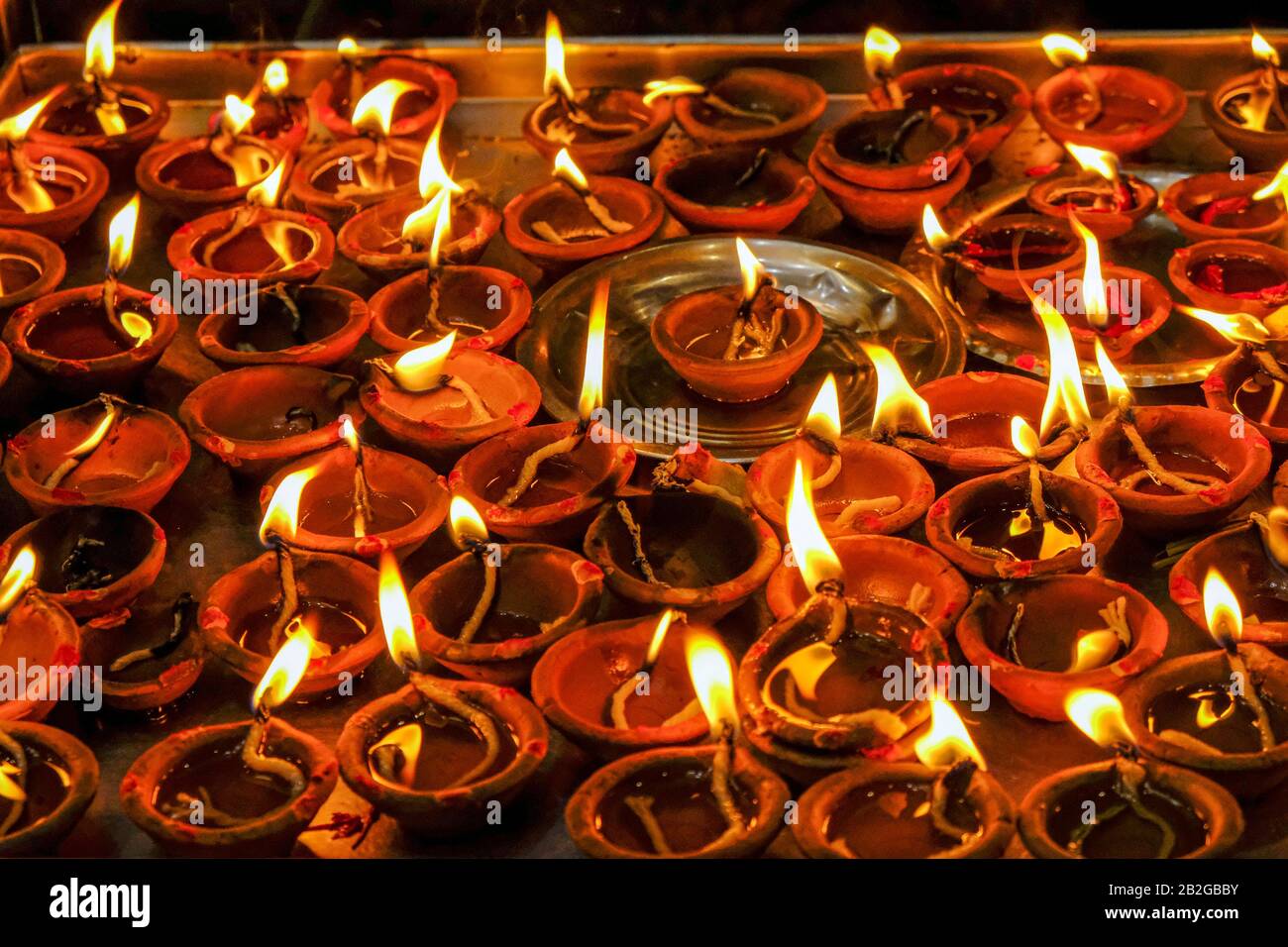 Detail of some candles in the Sri Siva Subramania Swami Kovil Temple in