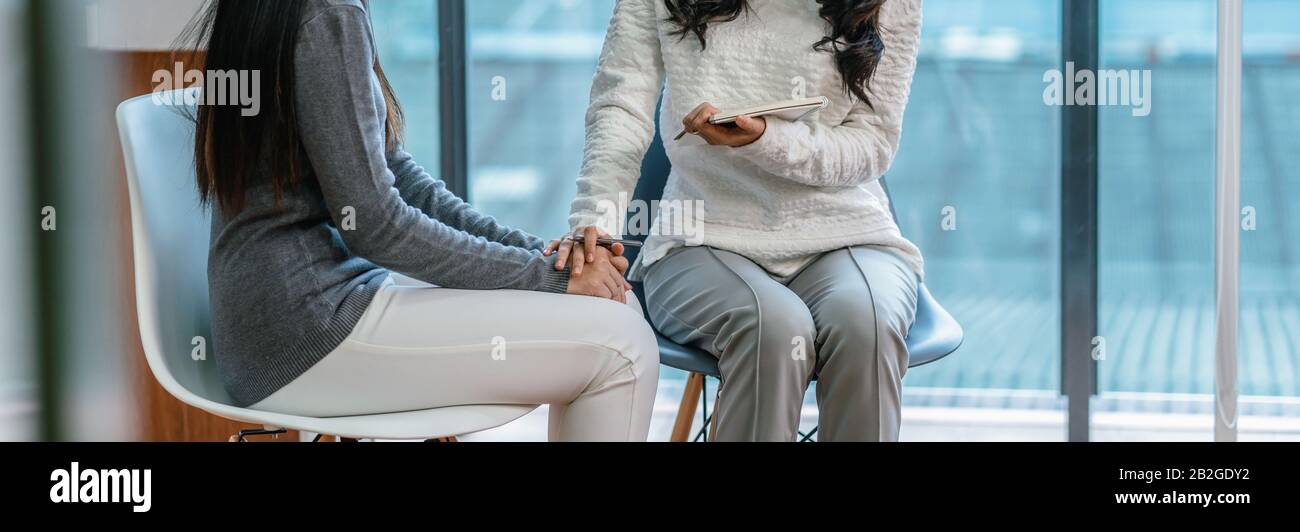 Banner of Asian woman professional psychologist doctor giving the