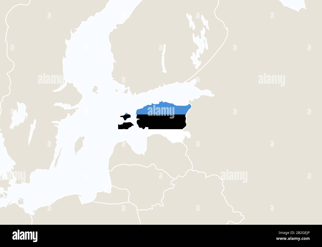 Europe With Highlighted Estonia Map Vector Illustration 2B2GEJP 