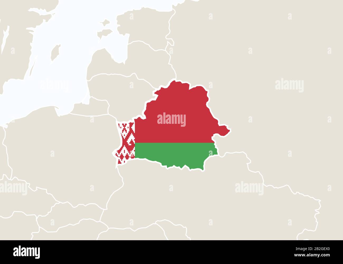 Europe With Highlighted Belarus Map Vector Illustration Stock Vector Image Art Alamy