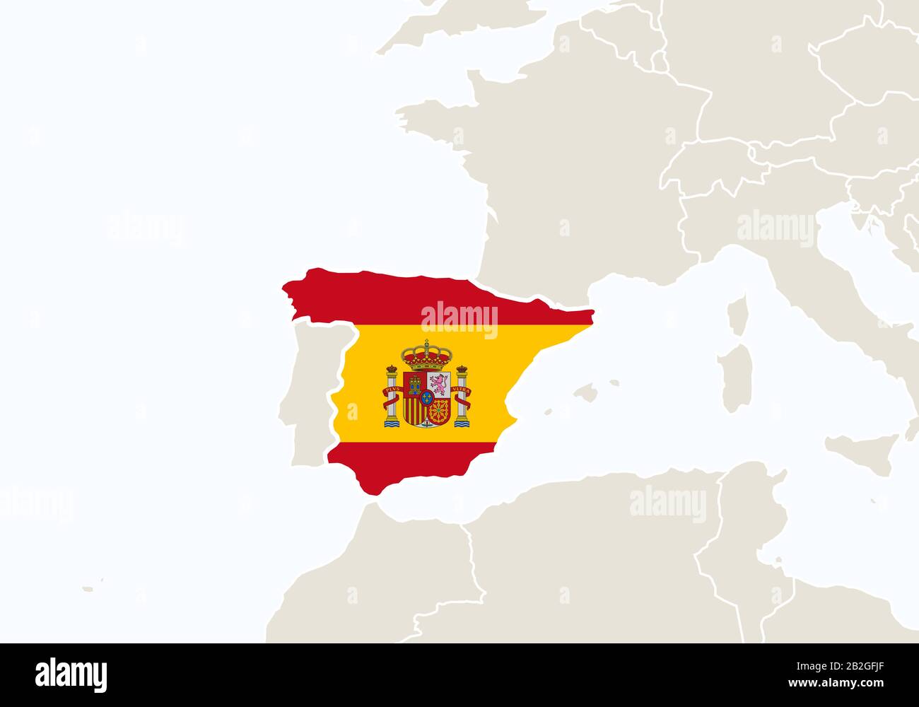 Europe with highlighted Spain map. Vector Illustration Stock Vector Image & Art Alamy