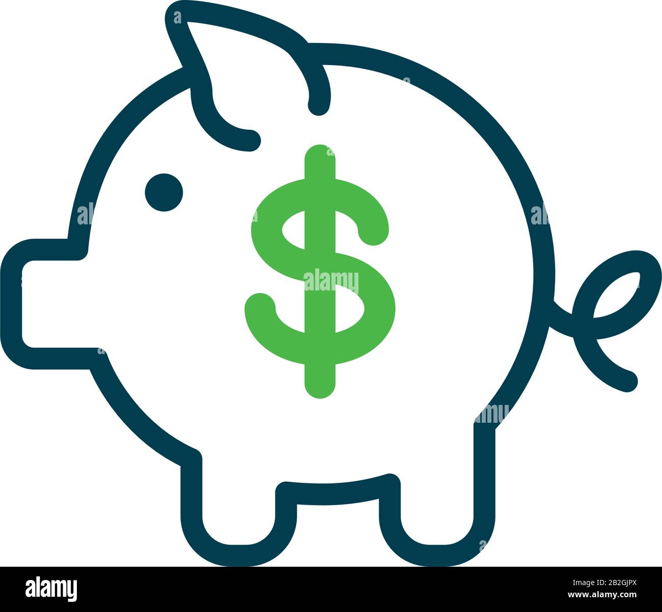 piggy bank icon over white background, half color style, vector ...