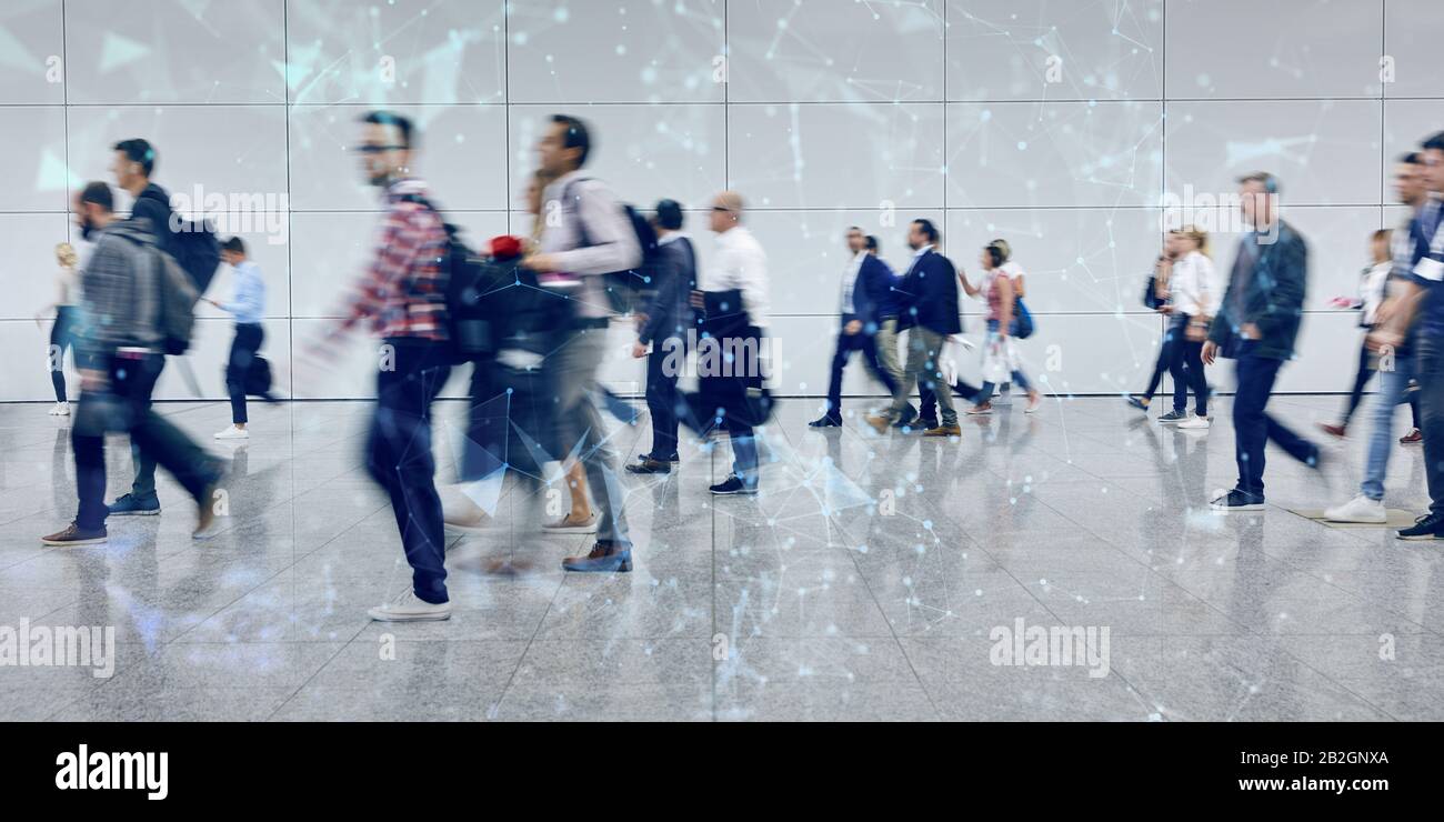 Business network and connection concept with many anonymous business people Stock Photo