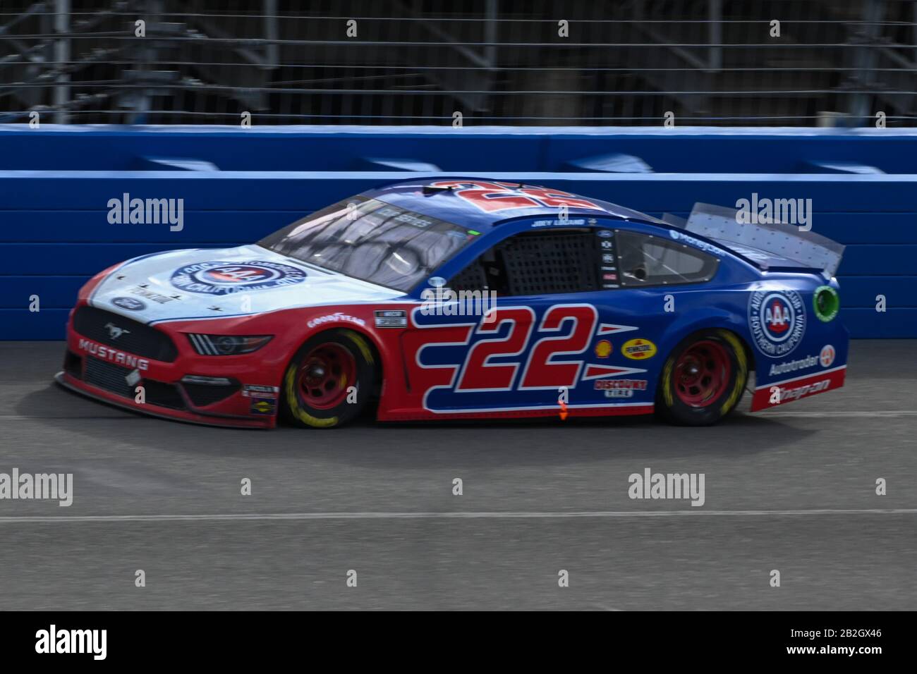 NASCAR Cup Series driver Joey Logano (22) during the NASCAR Auto Club 400, Sunday, Mar. 1, 2020, in Fontana, California, USA. (Photo by IOS/ESPA-Images) Stock Photo
