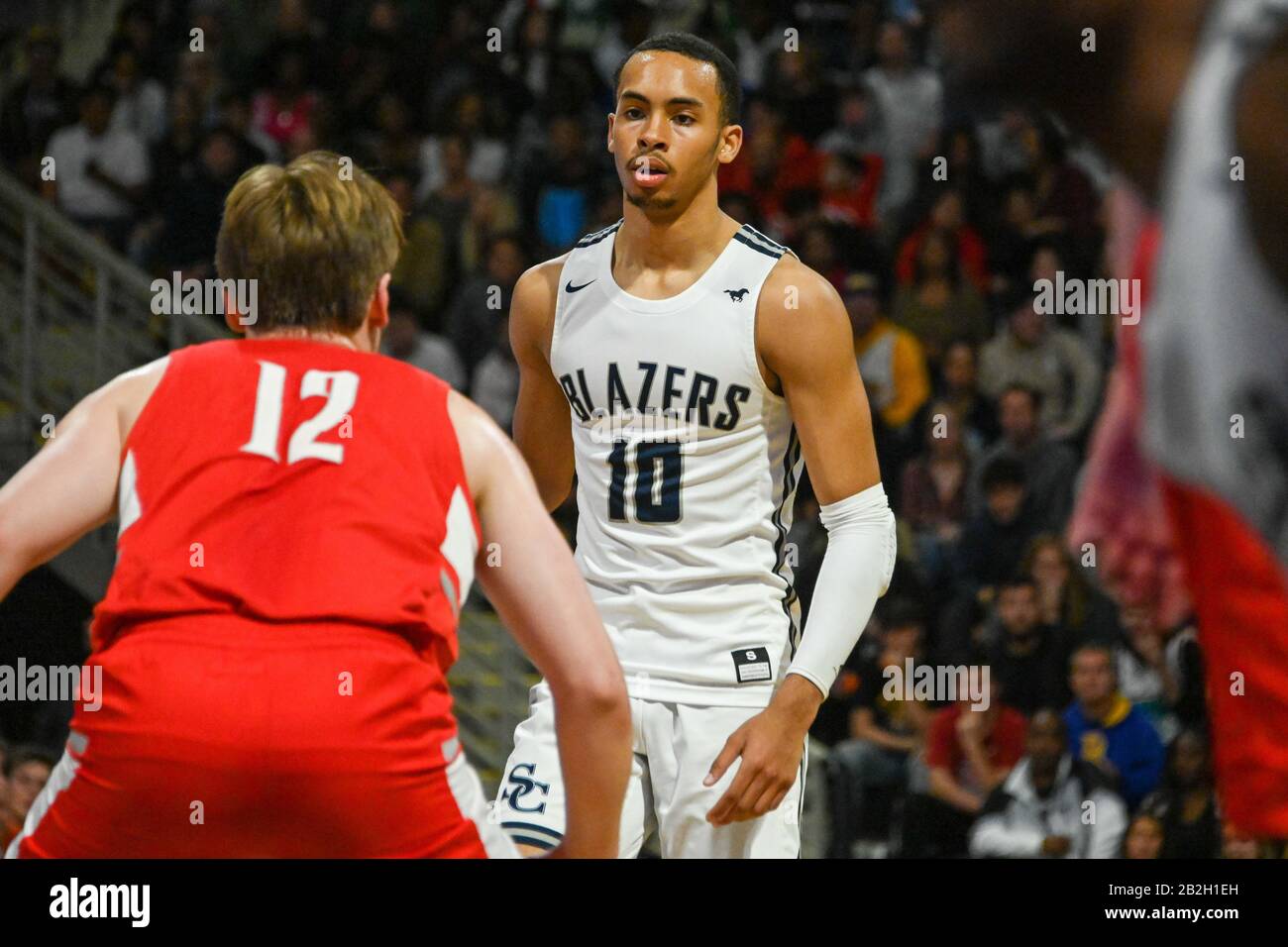 Sierra Canyon Trailblazers guard Amari Bailey (10) during a CIF-Southern Section open division championship high school basketball game against Mater Dei, Friday, Feb. 28, 2020, in Long Beach, California, USA. (Photo by IOS/ESPA-Images) Stock Photo