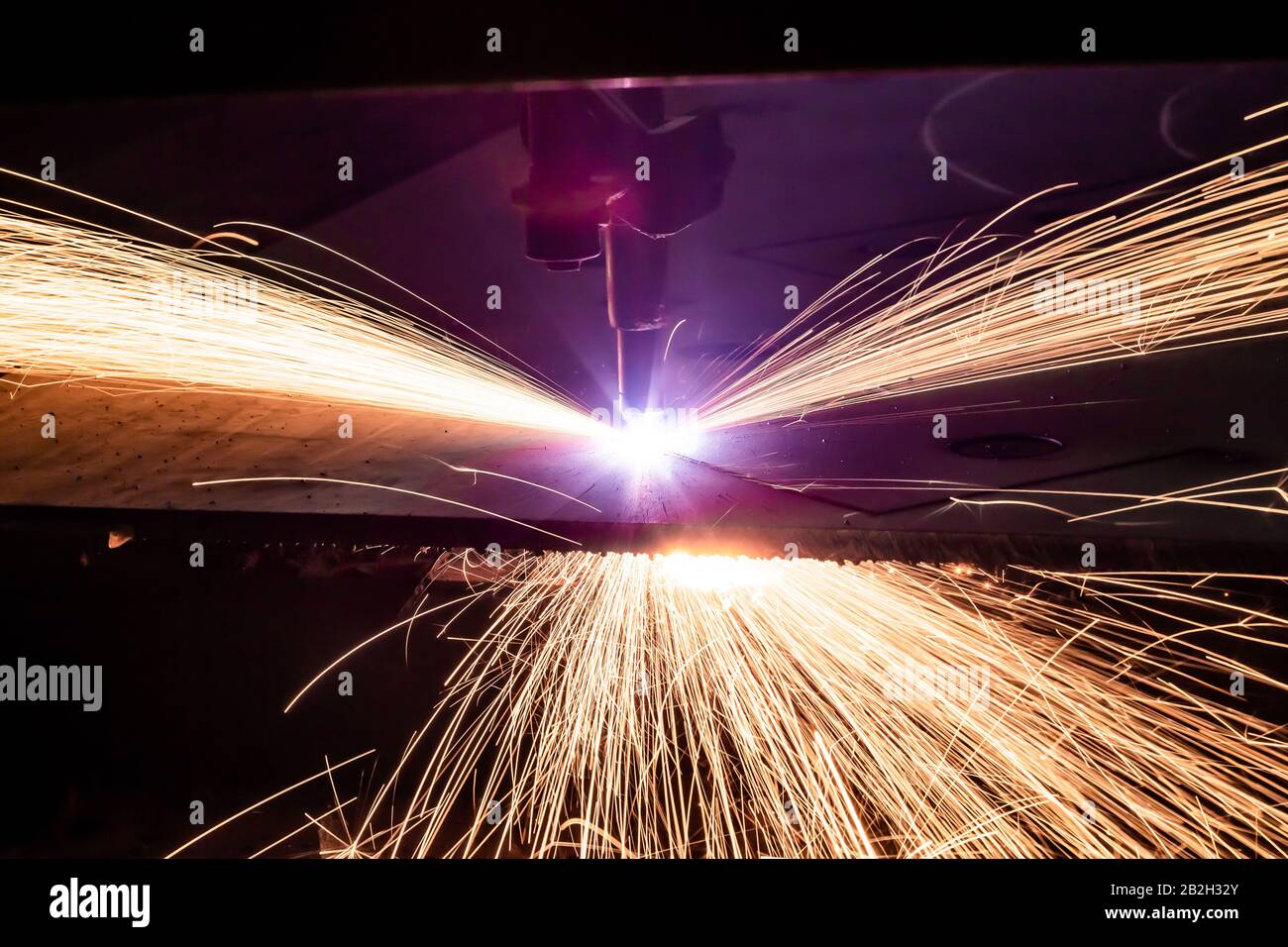 Plasma cutting of metal with a cnc. Plasma cutting machine cutting