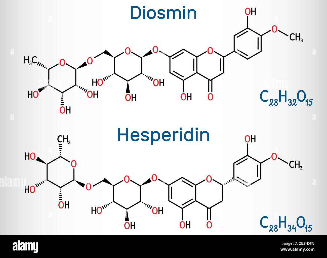 Hesperidin, diosmin, flavonoid molecule. Flavanone glycoside, drugs for