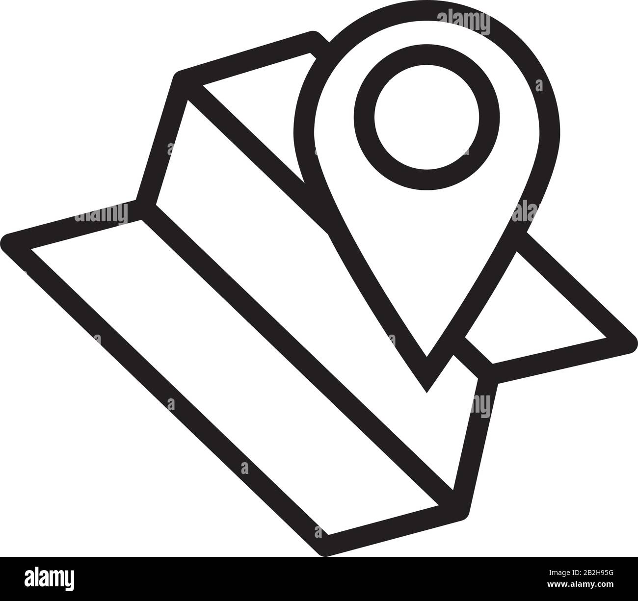 paper map guide with pin location line style icon Stock Vector Image ...