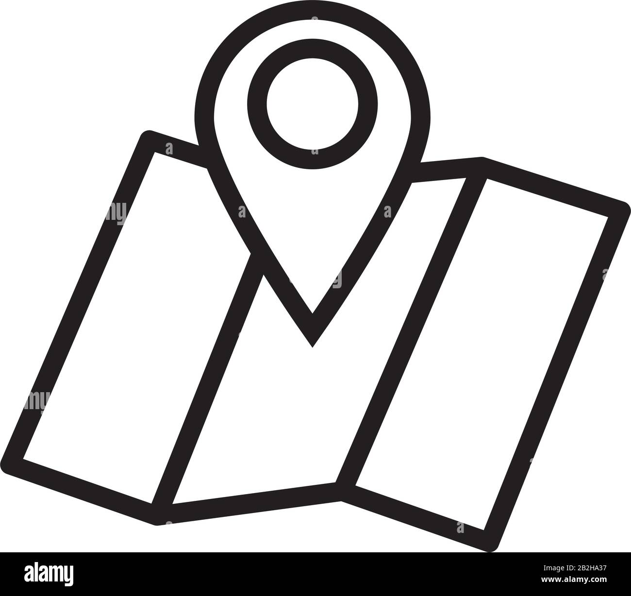 paper map guide with pin location line style icon Stock Vector Image ...