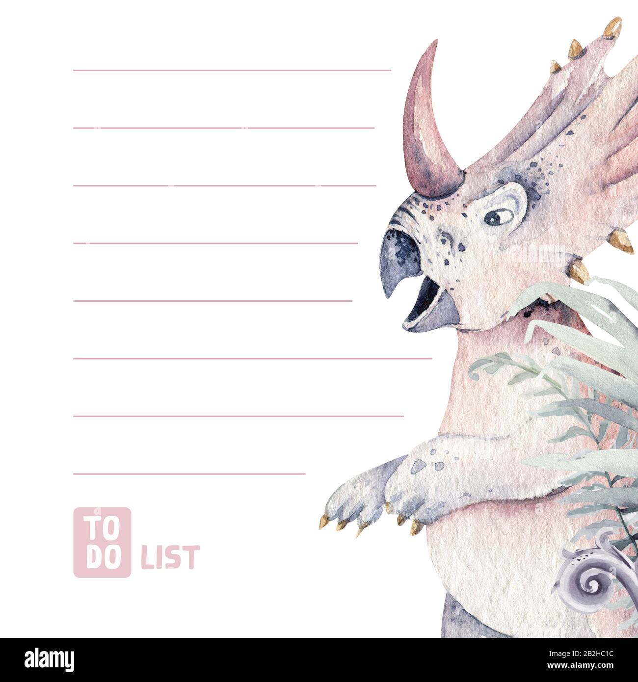 Cute cartoon baby dinosaurs to do list and planner watercolor ...