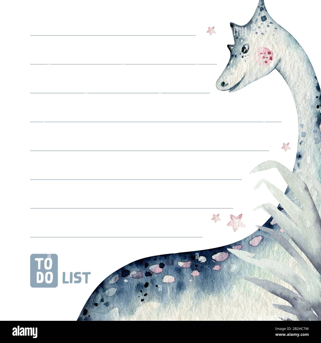 Cute cartoon baby dinosaurs to do list and planner watercolor ...