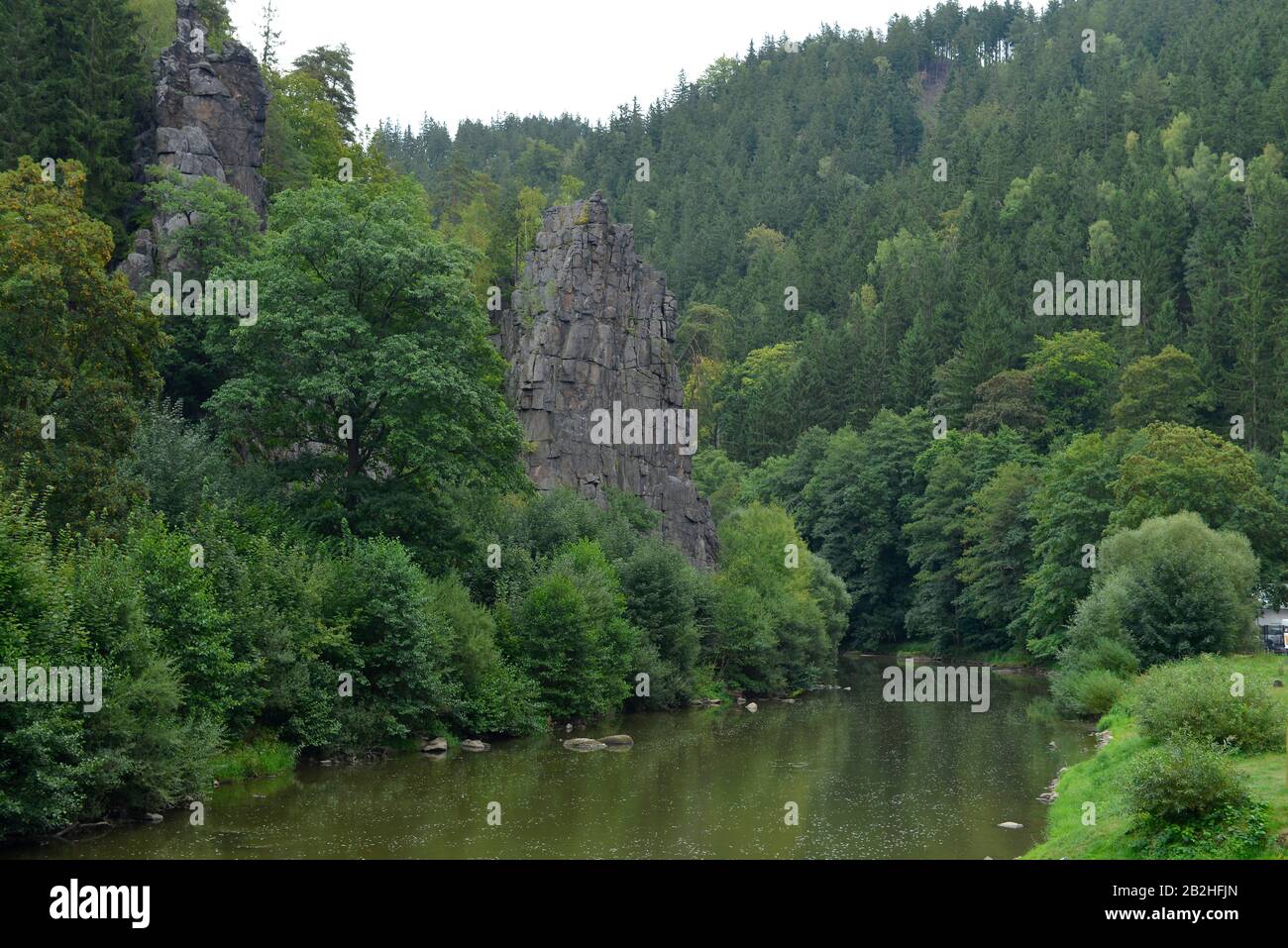 Hans-Heiling-Felsen, Fluss Eger, Tschechien Stock Photo