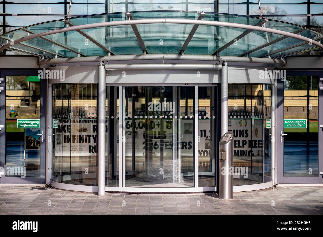 Hilversum, Netherlands. 03rd Mar, 2020. HILVERSUM, Sportpark, 03-03-2020, headquarters Nike closed due to corona contamination. Exterior of the Nike European Headquarters. The office of the sports brand keeps the doors closed