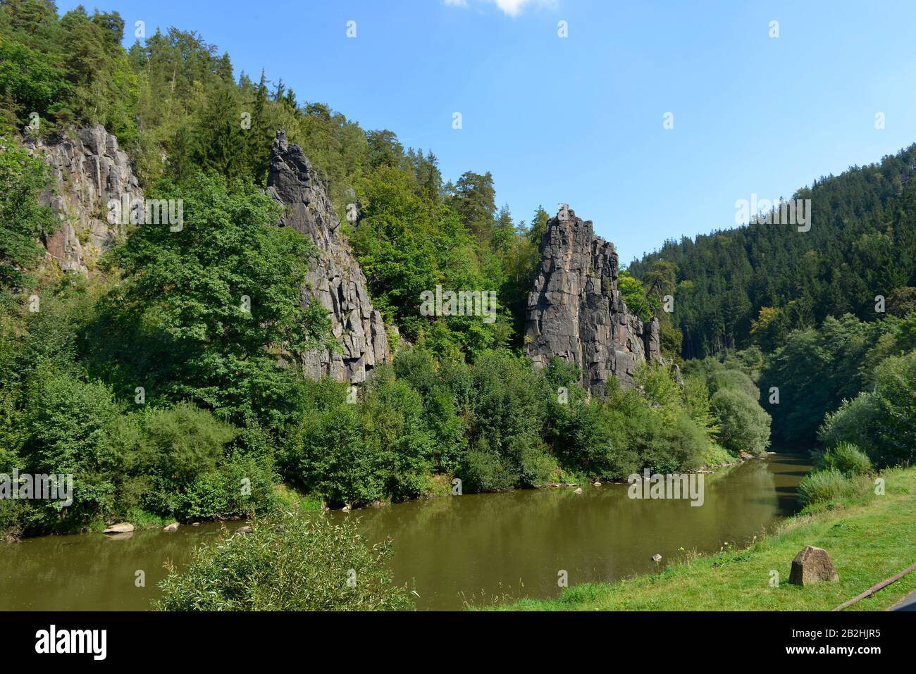 Hans-Heiling-Felsen, Fluss Eger, Tschechien Stock Photo