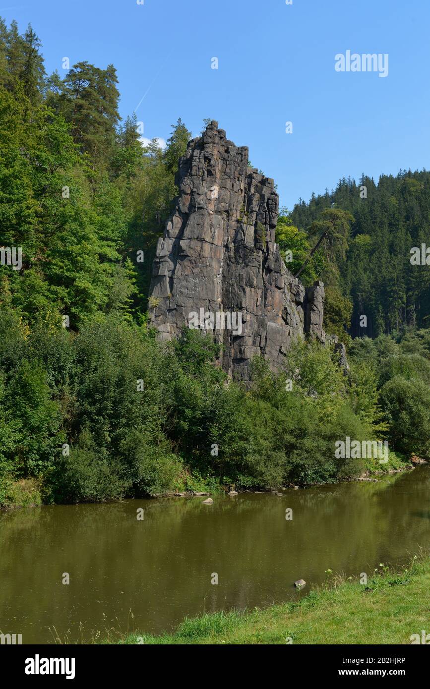 Hans-Heiling-Felsen, Fluss Eger, Tschechien Stock Photo