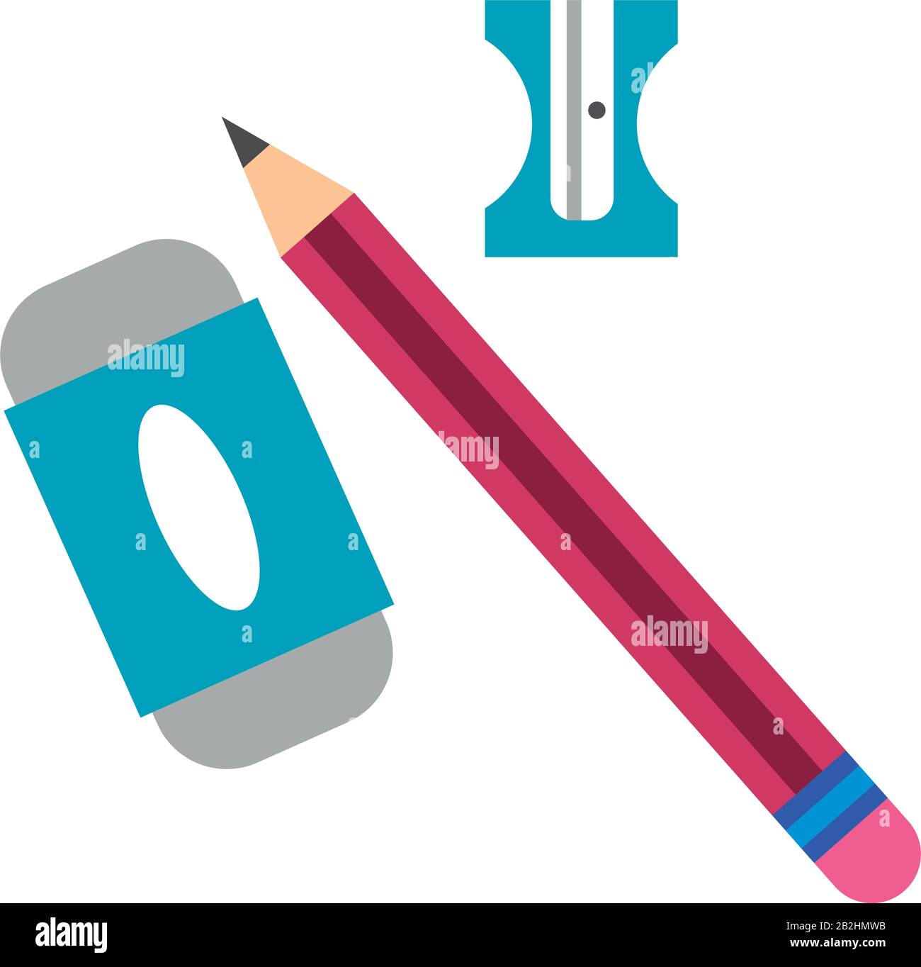 pencil with eraser and sharpener flat style Stock Vector Image & Art