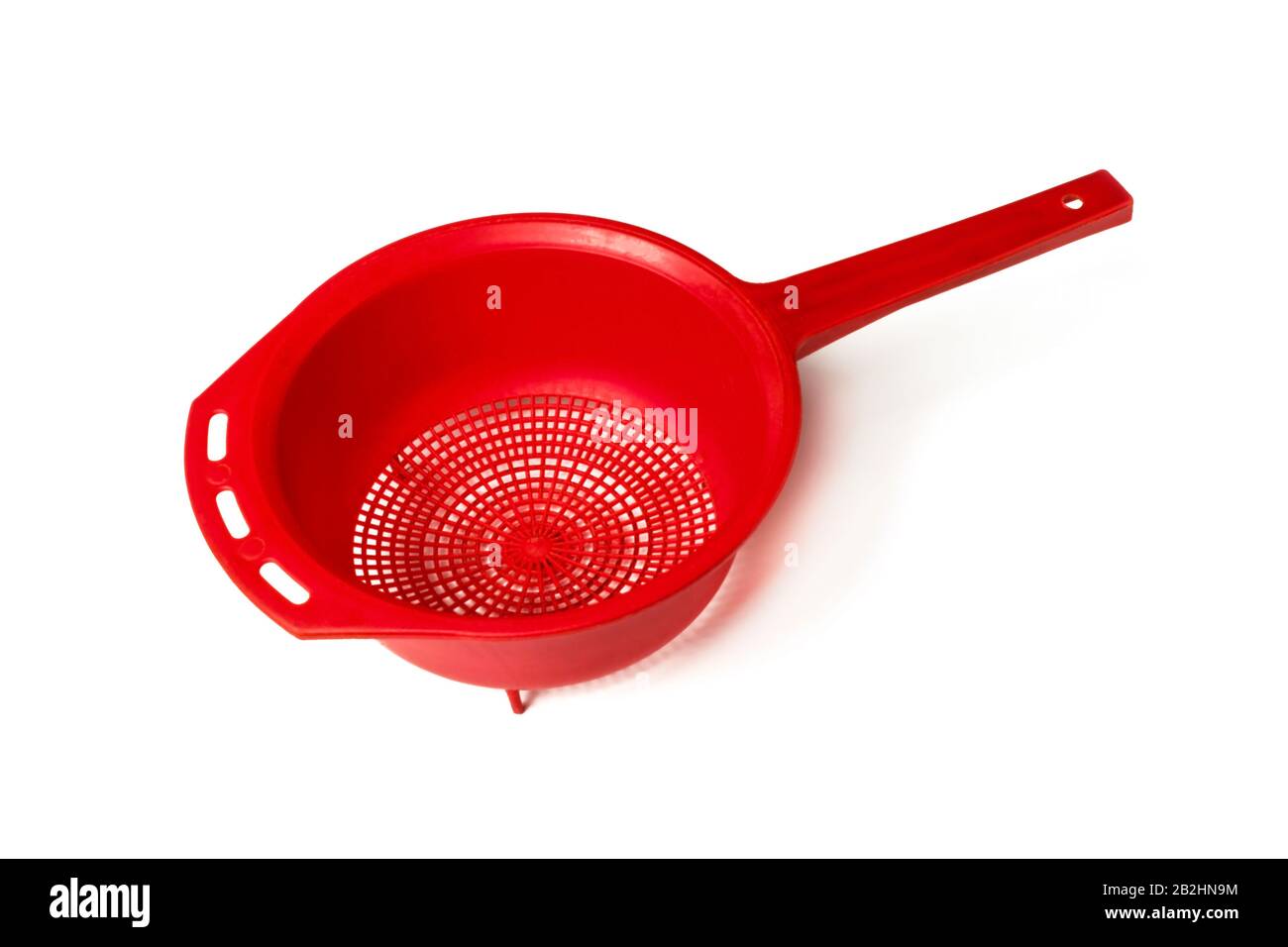 Red plastic colander isolated on white Stock Photo Alamy