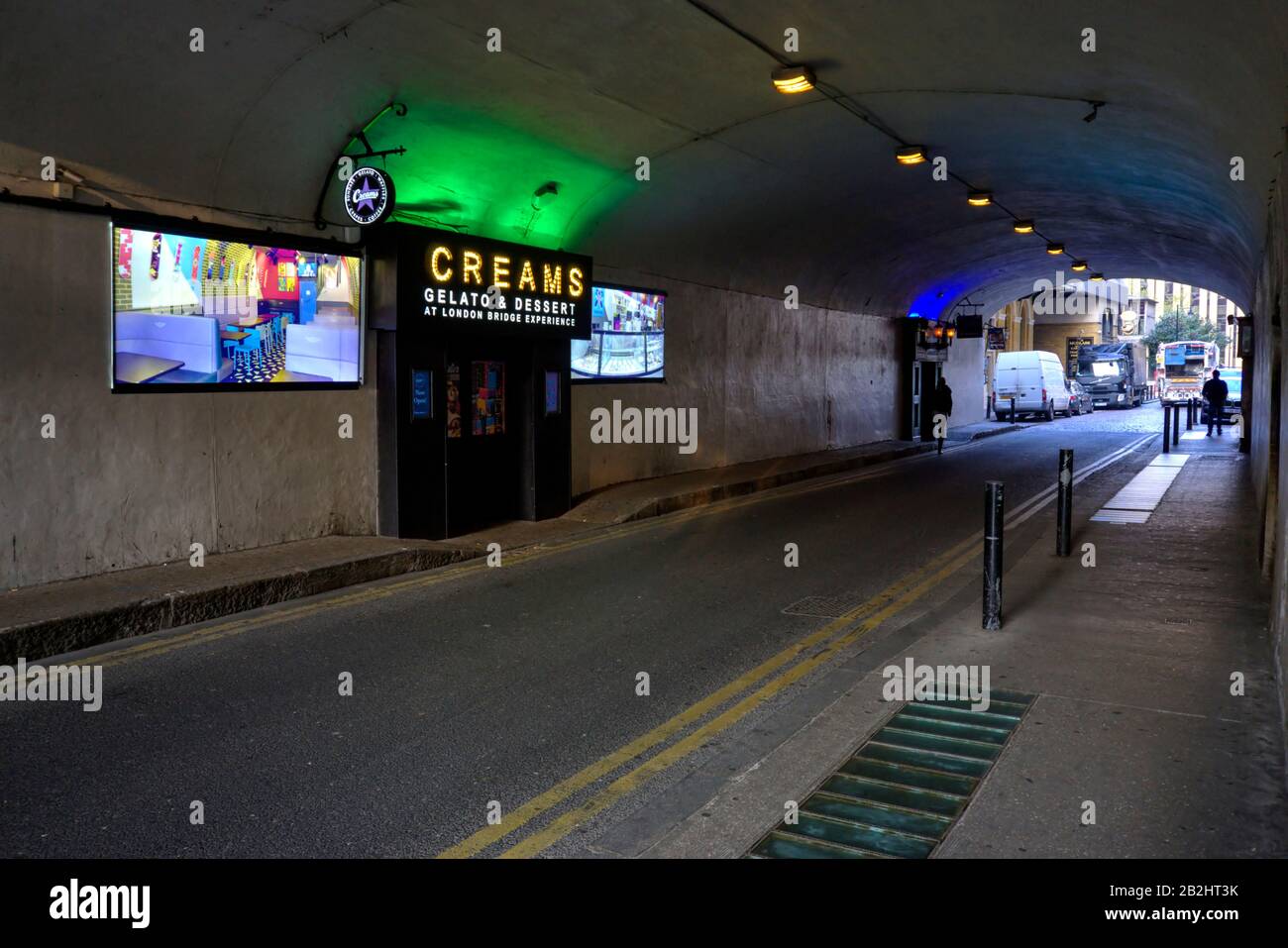 London, United Kingdom - April 15, 2019: The Anchor public house adjacent to the River Thames with some motion blurred pedestrians. Stock Photo
