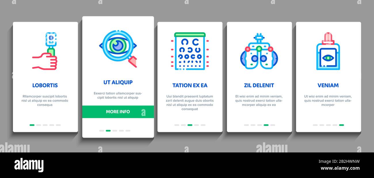 Optometry Medical Aid Onboarding Elements Icons Set Vector Stock Vector ...