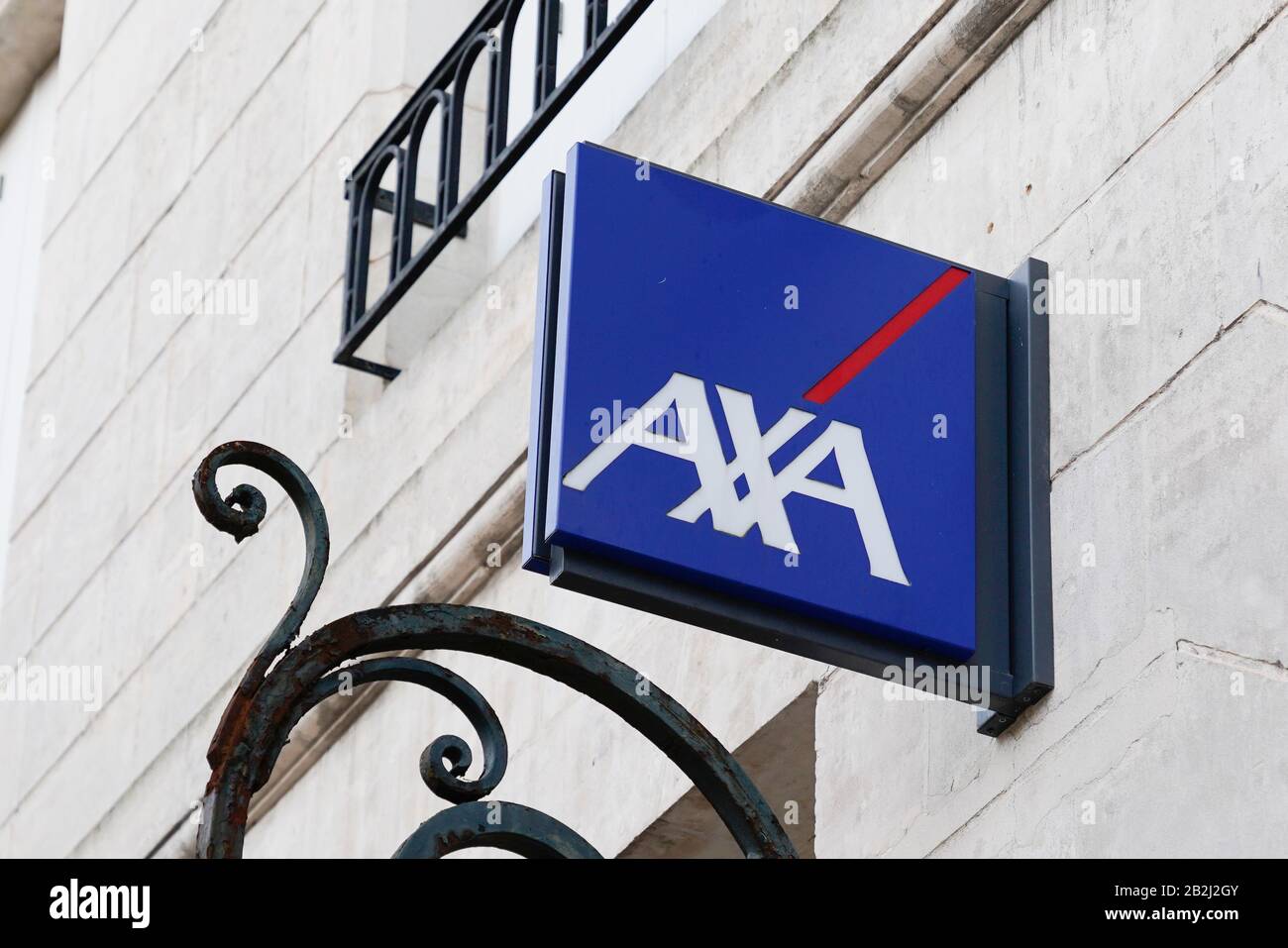 Bordeaux , Aquitaine / France - 01 15 2020 : axa sign French multinational insurance Stock Photo