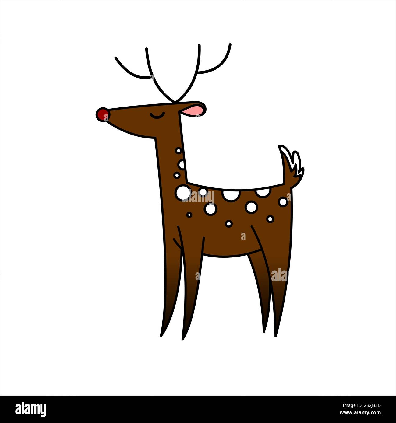 Cute Deer With A Red Nose. Christmas Deer. Deer Of Santa Claus. Vector ...