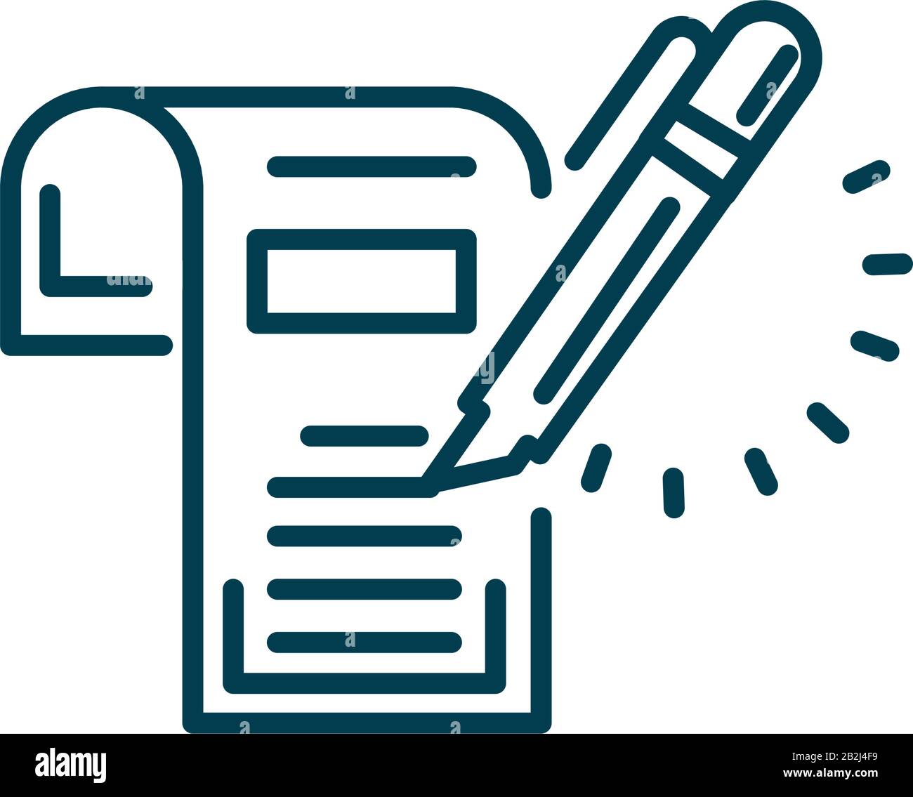 document and highlighter pen icon over white background, line style ...