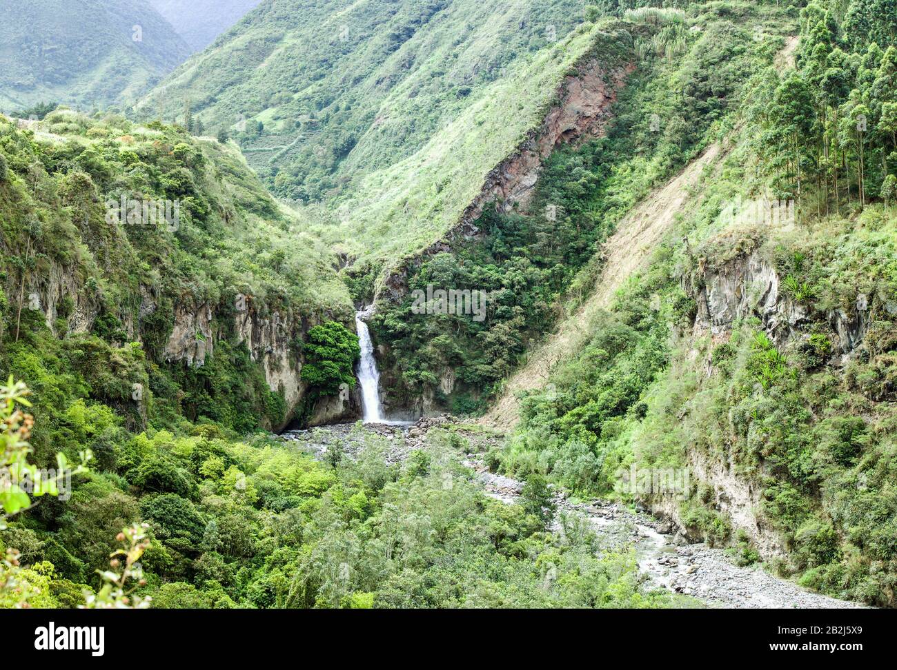 30M High Waterfall Near Banos Ecuador Proposal Pure Bathing Place And