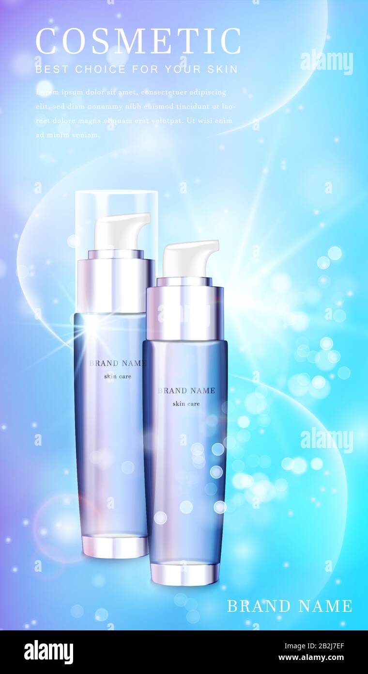 Download 3d Transparent Glass Cosmetic Spray Bottle With Shiny Glimmering Background Template Banner Stock Vector Image Art Alamy