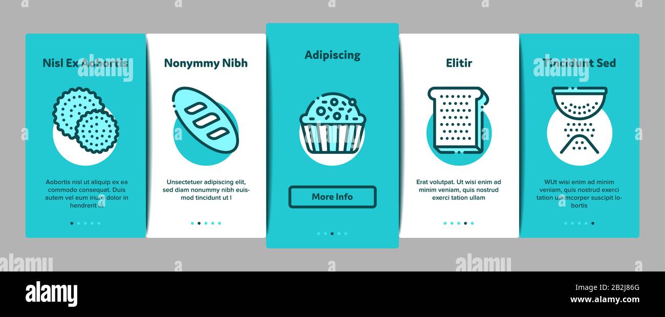 Bakery Tasty Food Onboarding Elements Icons Set Vector Stock Vector