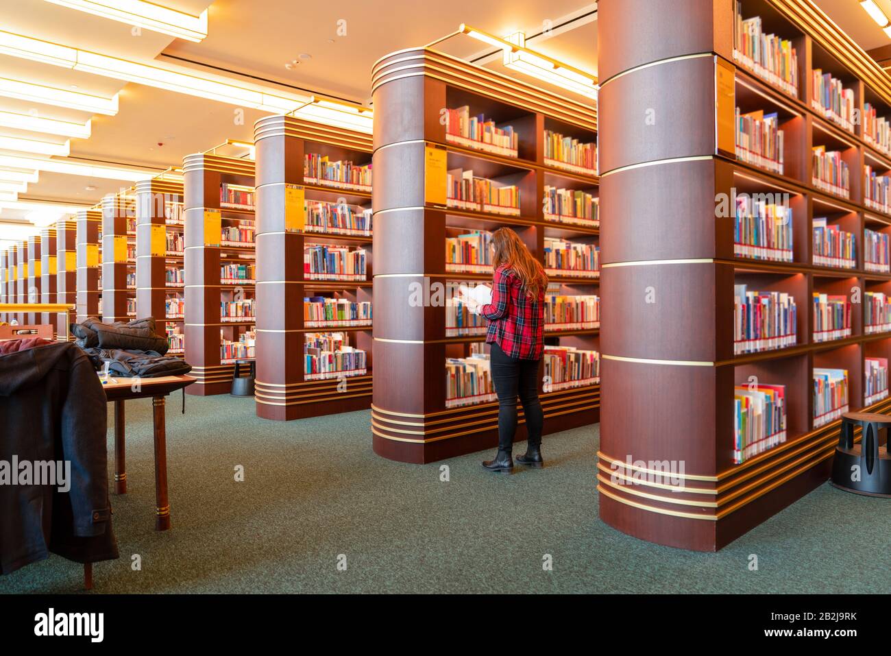 Ankara/Turkey February 29 2020 Rear view of student girl standing in