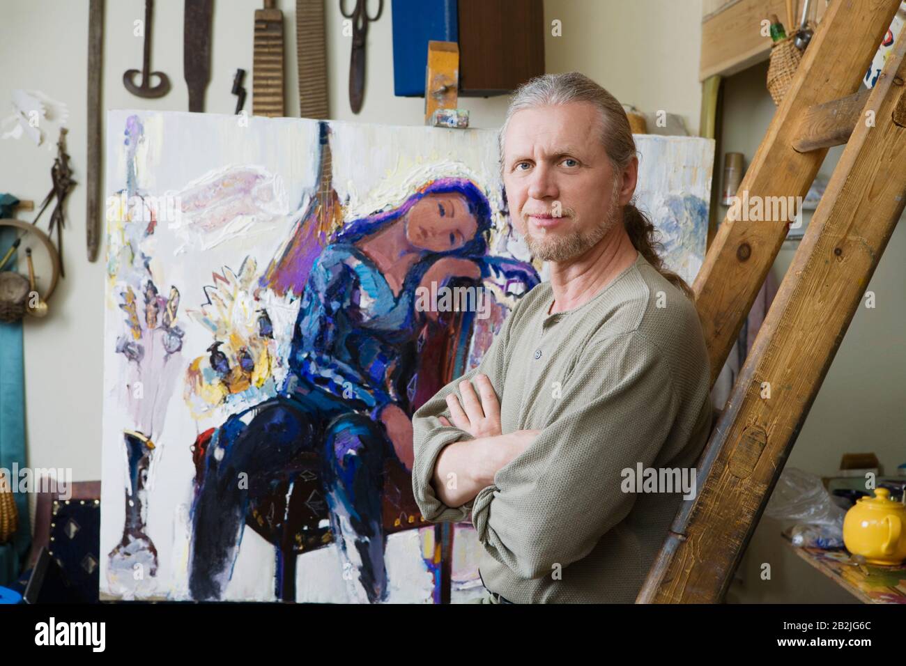 Artist in Studio Stock Photo