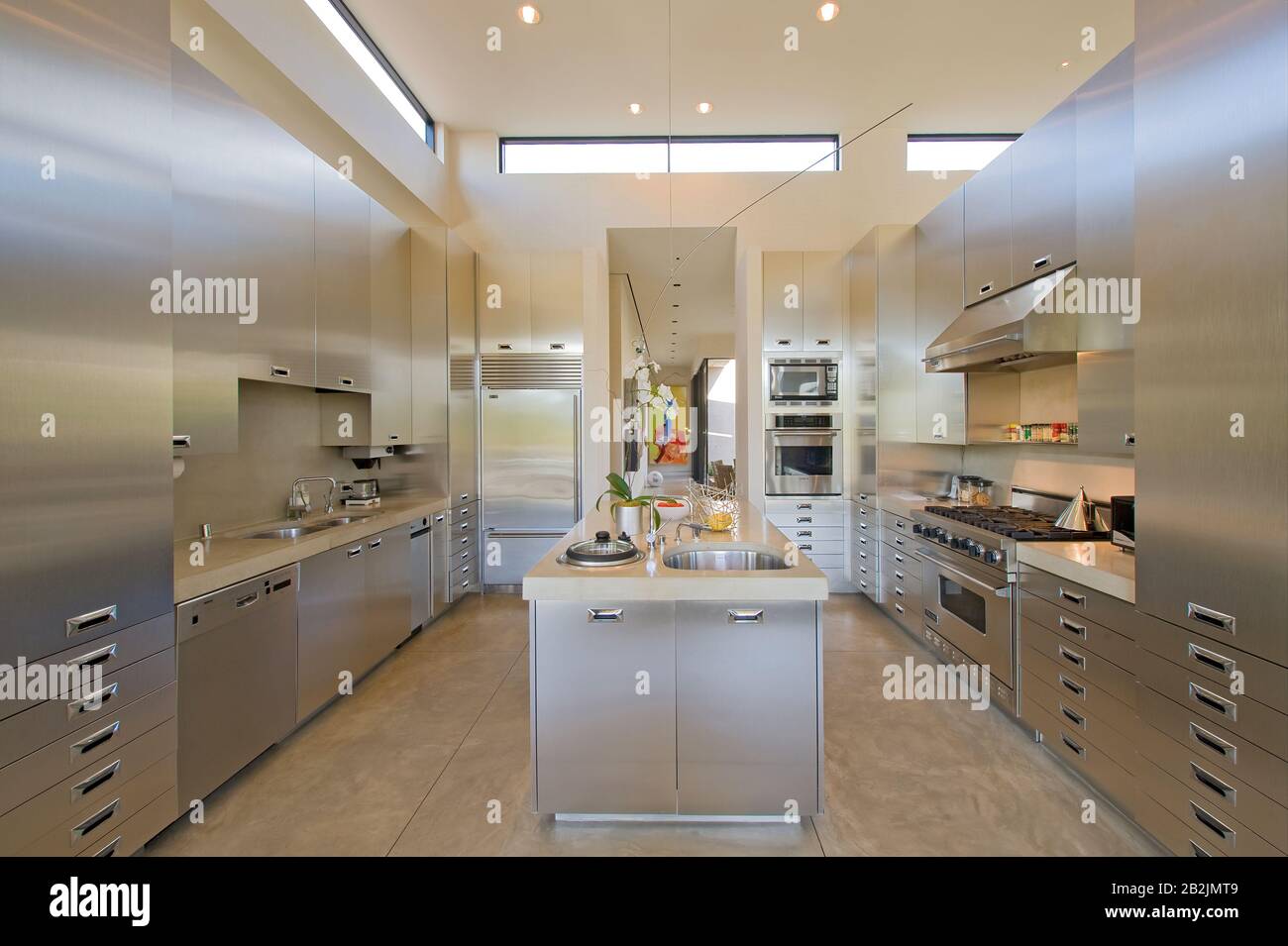 Stylish modern kitchen in manor house Stock Photo Alamy