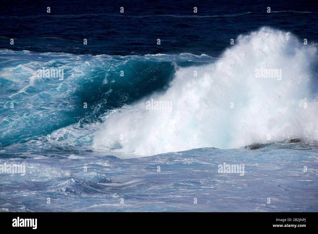 waves crashing in the sea off the shoreline of Lanzarote canary islands spain Stock Photo