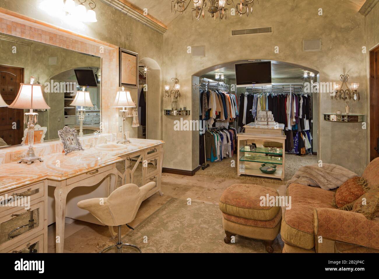 View of wardrobe in dressing room of mansion Stock Photo Alamy
