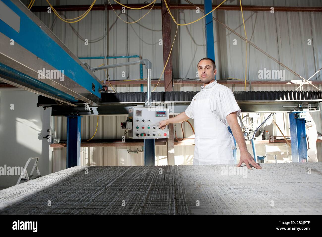 Portrait of a industrial worker operating machinery Stock Photo - Alamy