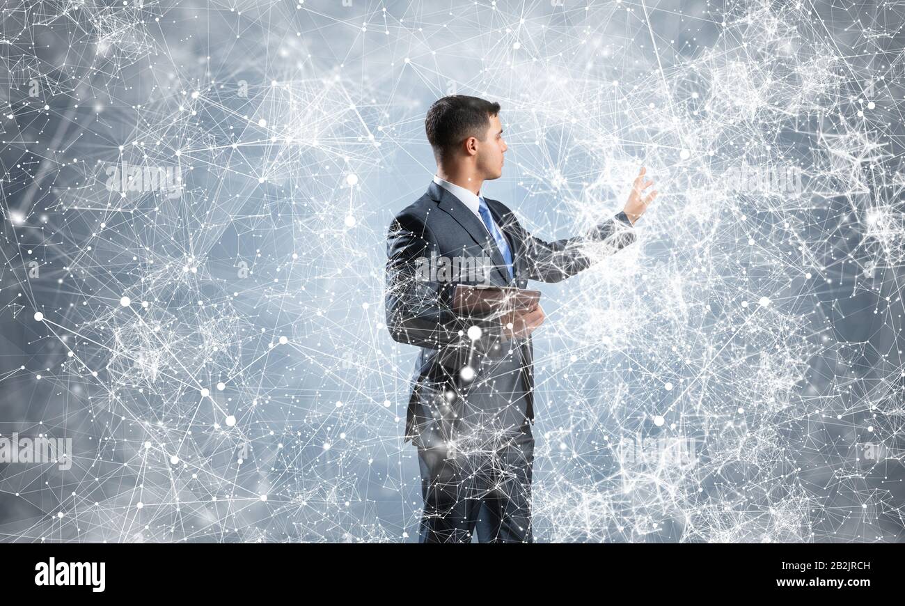 Man in business suit on white background Stock Photo - Alamy
