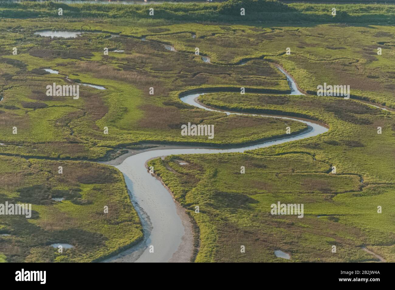 Aerial view of the tidal channels of the Venice lagoon, Italy Stock Photo