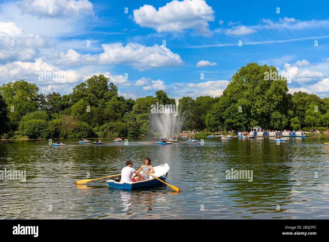 The West Boating Lake in Victoria Park, London, UK Stock Photo