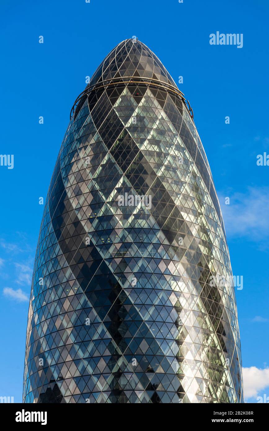 The Gherkin skyscraper in the City of London, UK Stock Photo