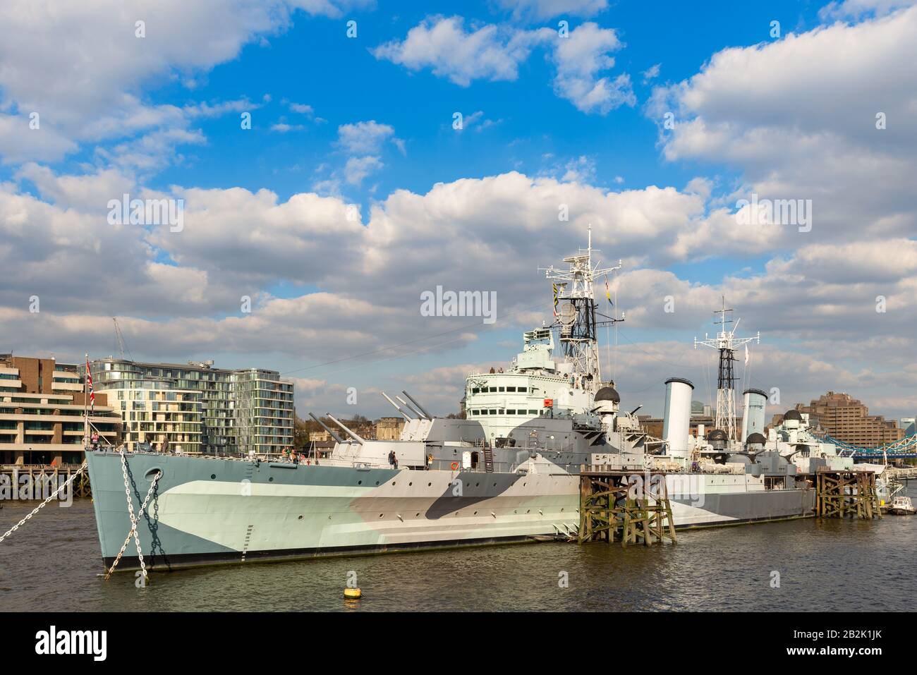 HMS Belfast museum ship, London, UK Stock Photo