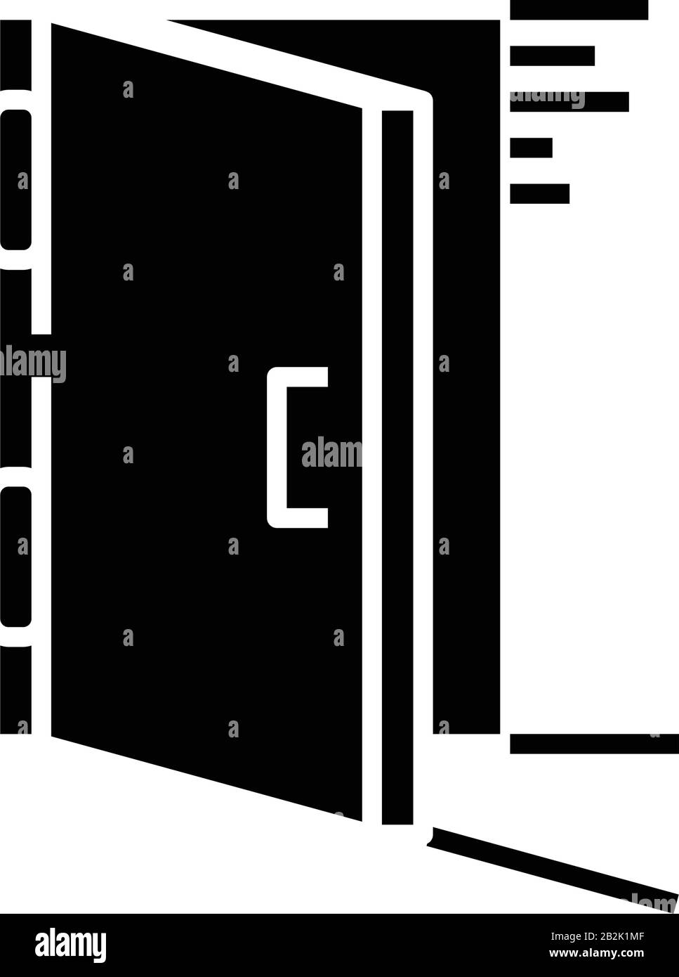 Open door black icon, concept illustration, vector flat symbol, glyph