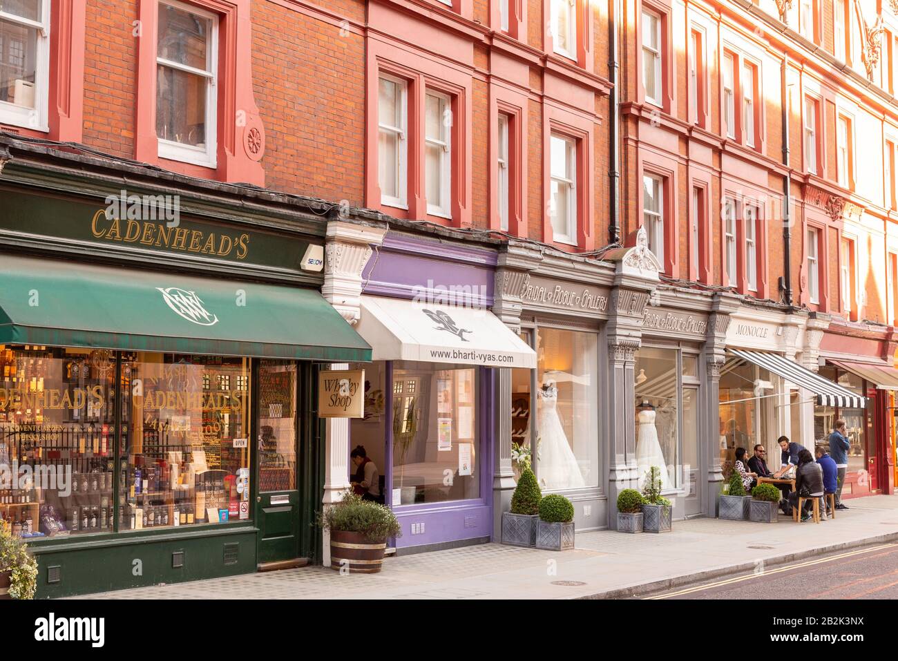Small shops and boutiques in Chiltern Street, Marylebone, London, England, UK Stock Photo
