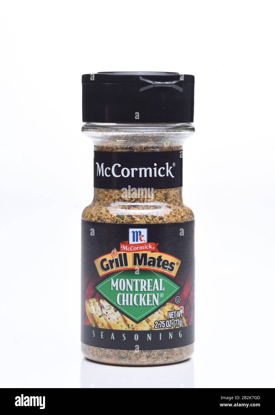 IRVINE, CALIFORNIA - DEC 4, 2018: A jar of  McCormick Grill Mates Montreal Chicken seasoning, a blend of garlic and herbs to liven up the flavor of gr Stock Photo