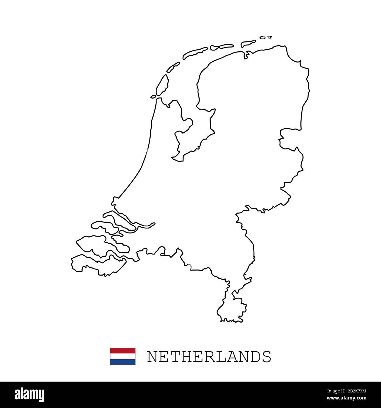 Netherlands Holland Map Line Linear Thin Vector Netherlands Holland Simple Map And Flag Stock Vector Image Art Alamy