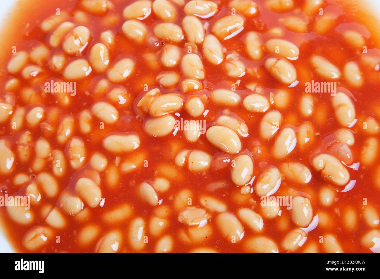Close-up view of baked beans Stock Photo
