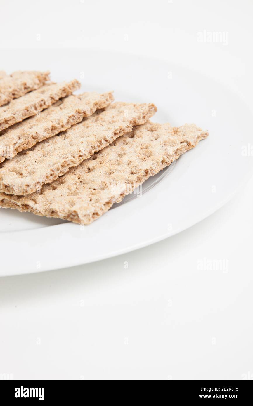 Close-up of crackers in plate Stock Photo