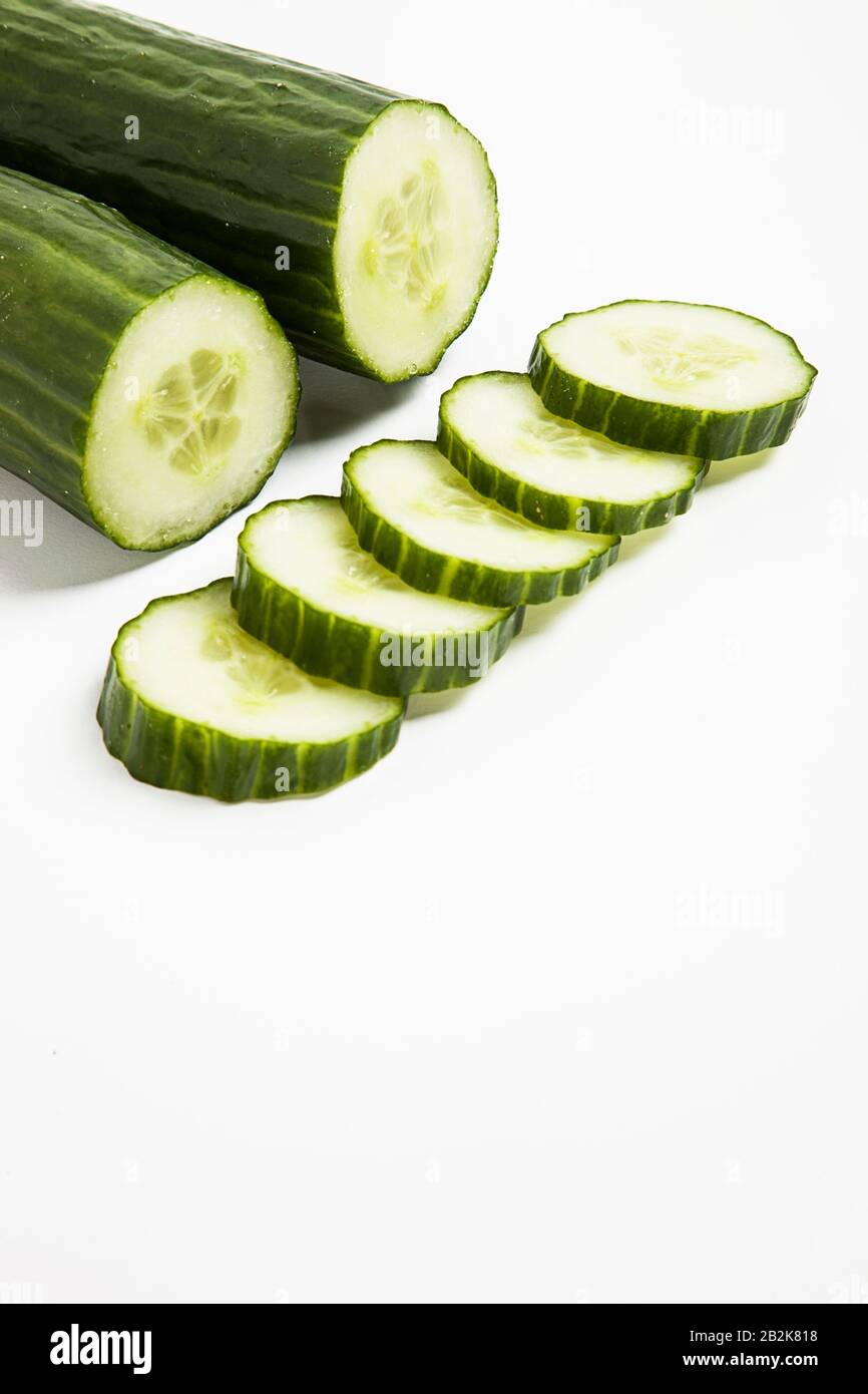 Close-up of cucumber with slices Stock Photo