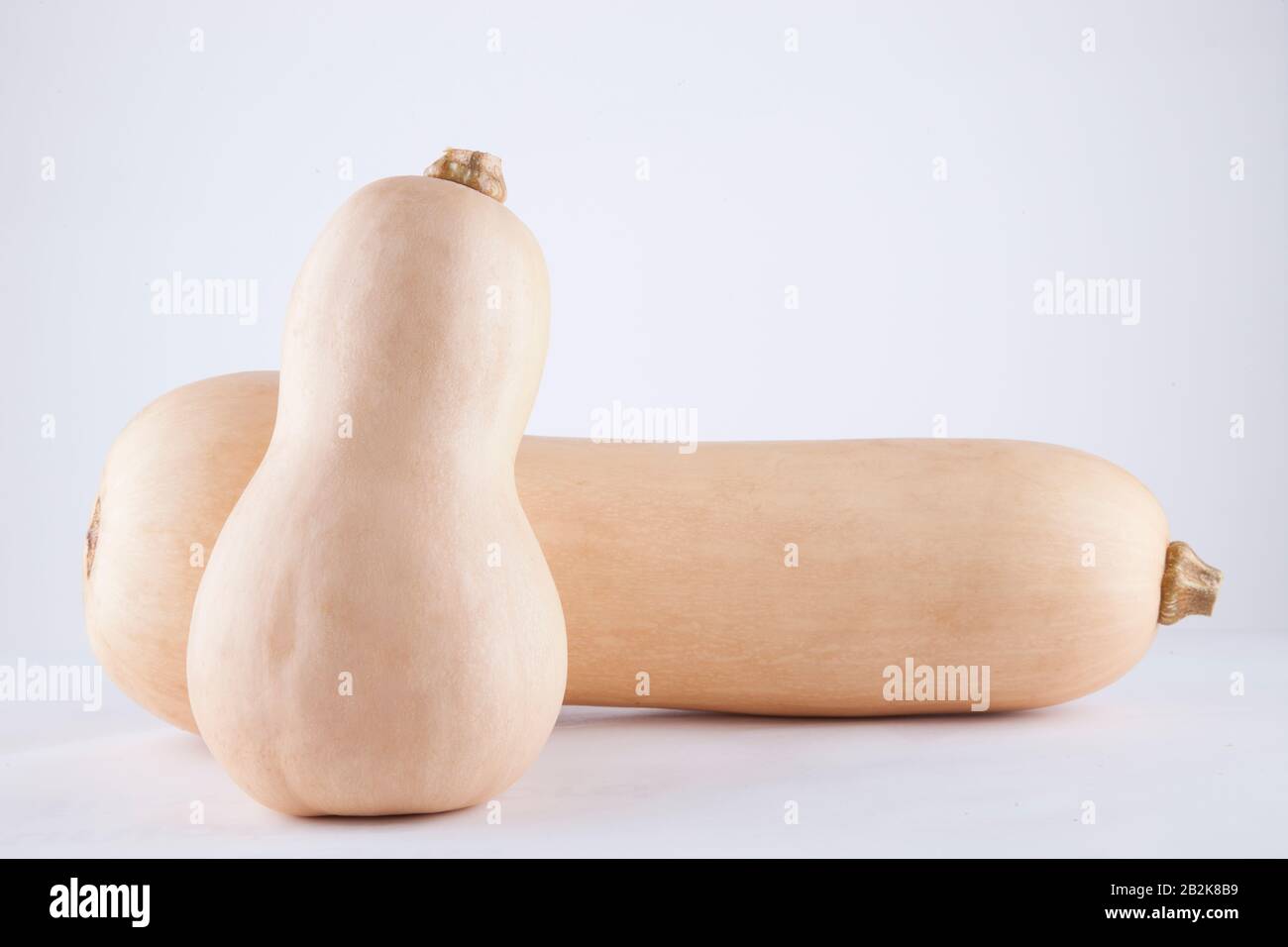 Two butternut pumpkins over white background Stock Photo