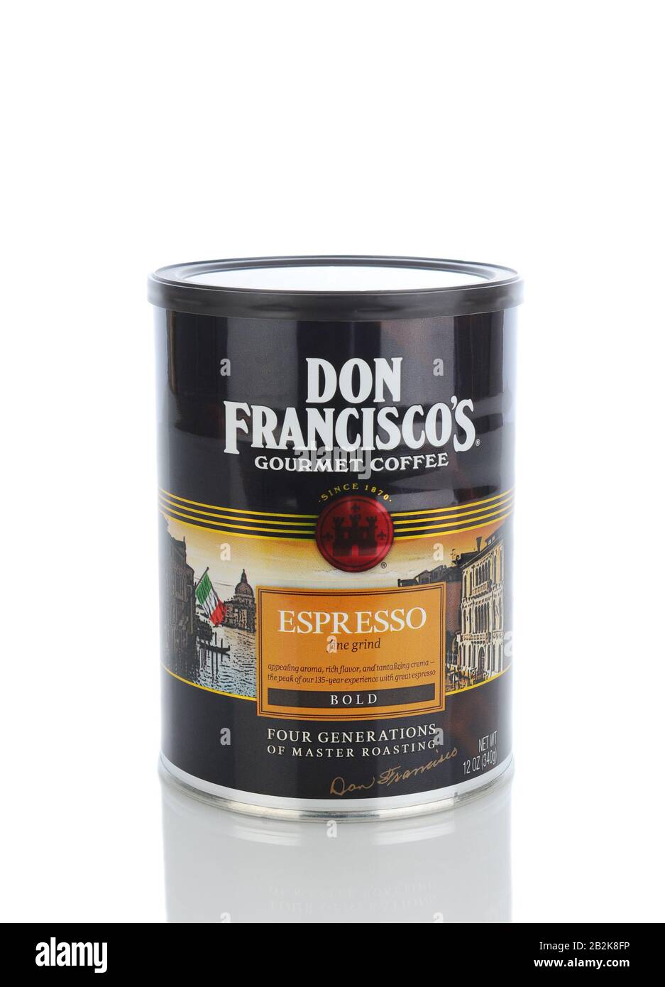 IRVINE, CA - January 11, 2013: A 12 can of Don Franciscos Gourmet Coffee. Founded in 1984 by the Gaviña family, Don Franciscos is one of the top 10 co Stock Photo